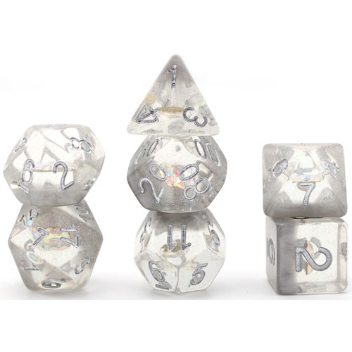 Game Plus Products Dice: 16mm Glitter Diamond - Skull w/ Silver (7)