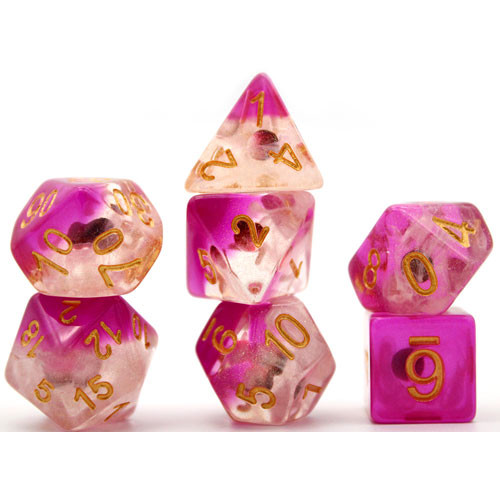 Game Plus Products Dice: 16mm Colorful Pearl - Purple w/ Gold (7)