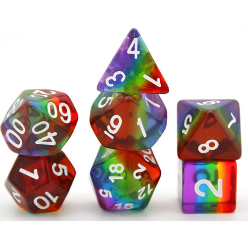 Game Plus Products Dice: 16mm Transparent Layered - Rainbow (7)