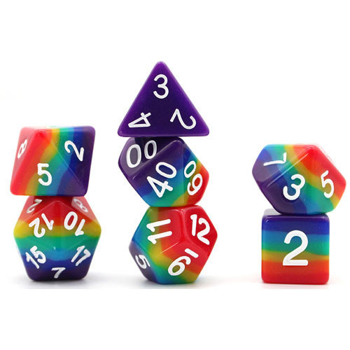 Game Plus Products Dice: 16mm Opaque Layered - Rainbow (7)