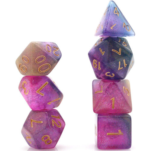 Game Plus Products Dice: 16mm Glitter Swirl - Blue/Purple/Yellow