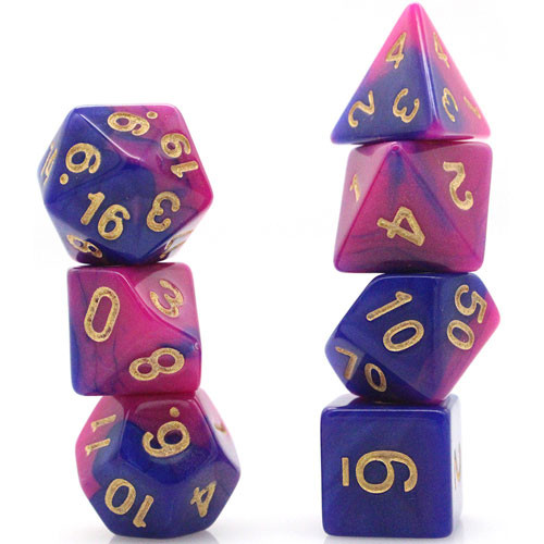 Game Plus Products Dice: 16mm Swirl - Pink/Purple (7)