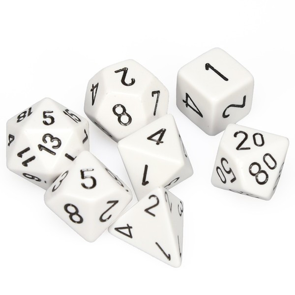 Game Plus Products Dice: 16mm Opaque - White w/ Black (7)