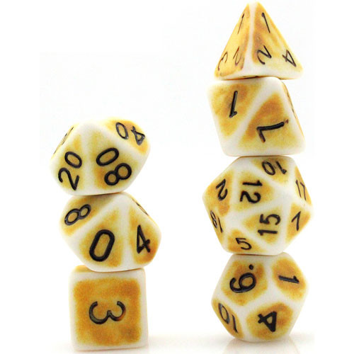 Game Plus Products Dice: 16mm Ancient - Yellow w/ Black (7)