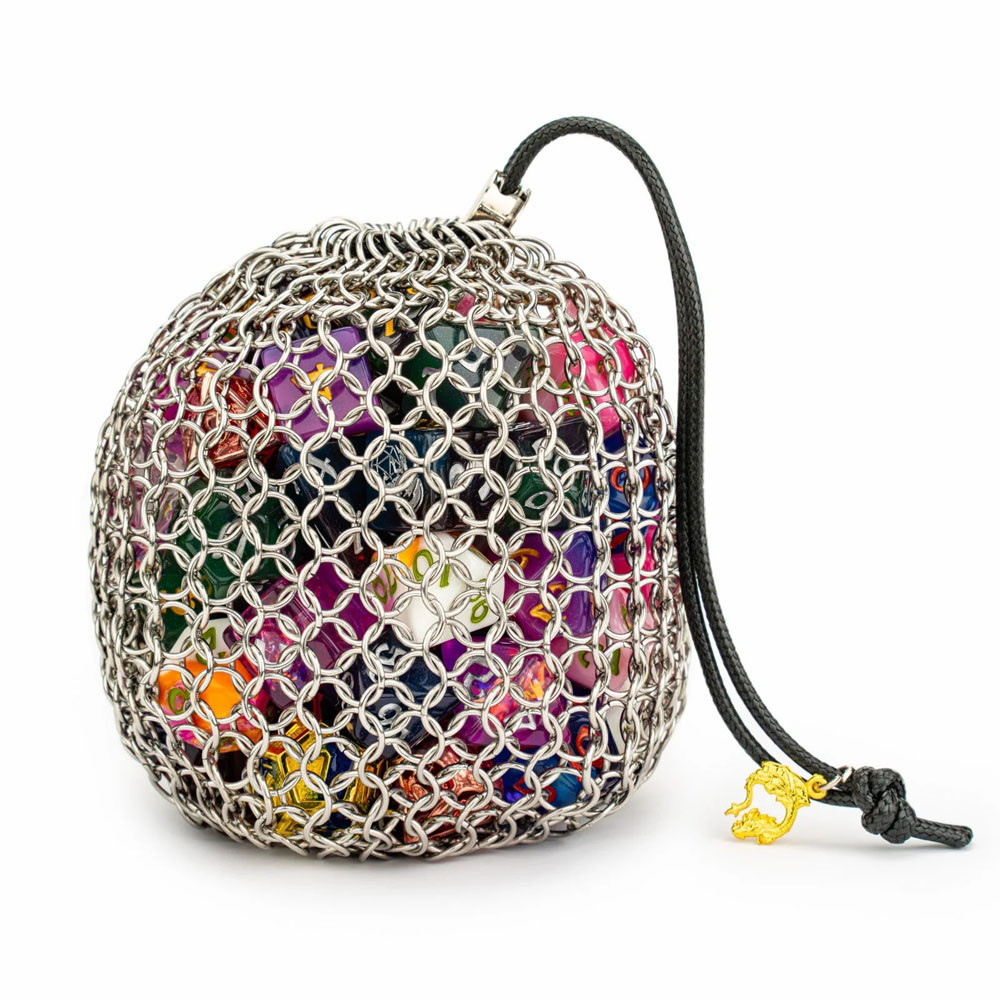 Hymgho Premium Dice Bag: Hero's Chainmail - Silver