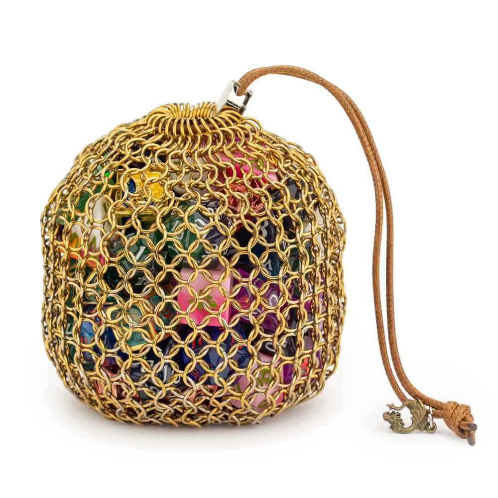 Hymgho Premium Dice Bag: Hero's Chainmail - Gold