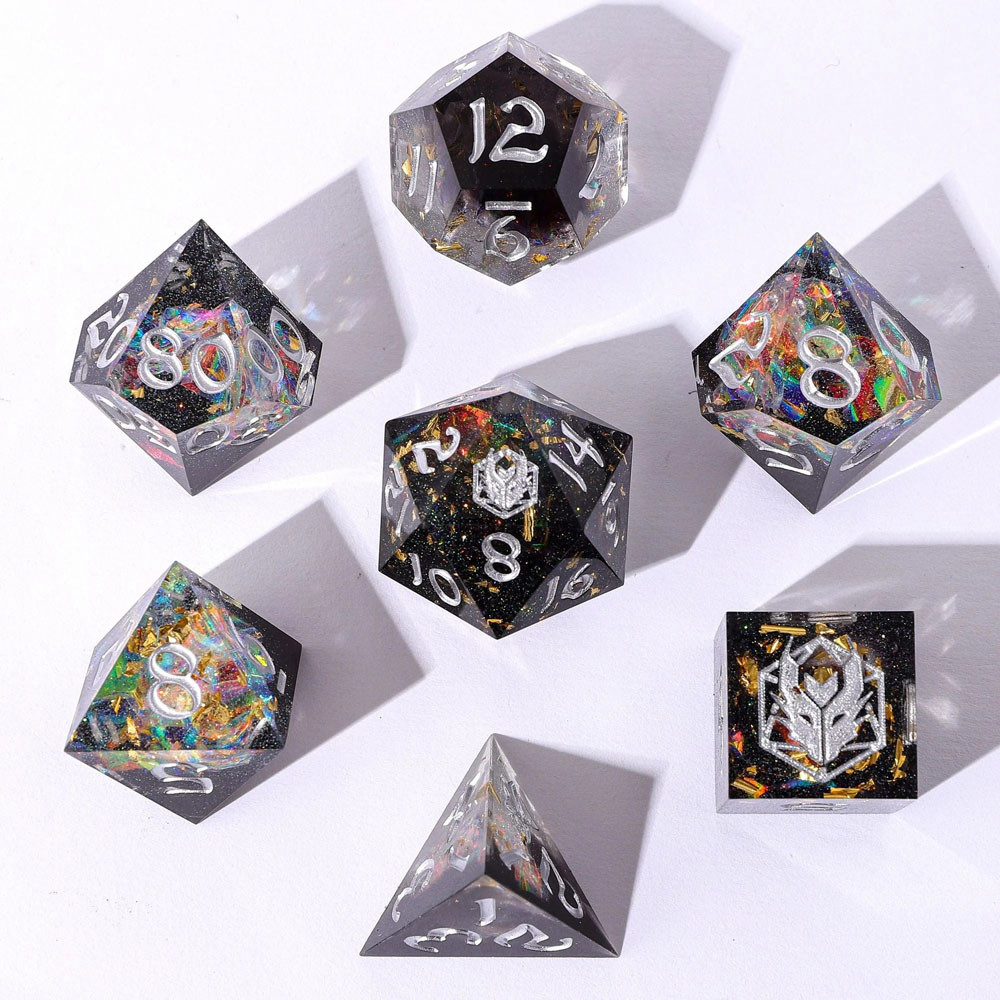 Sharp-Edge Polyhedral Dice Set: Captured Magic - Universe Dust (7)