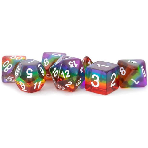 Metallic Dice Games: 16mm Polyhedral Set - Translucent Rainbow (7)