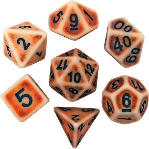 Metallic Dice Games: 16mm Polyhedral Set - Ancient Brown (7)
