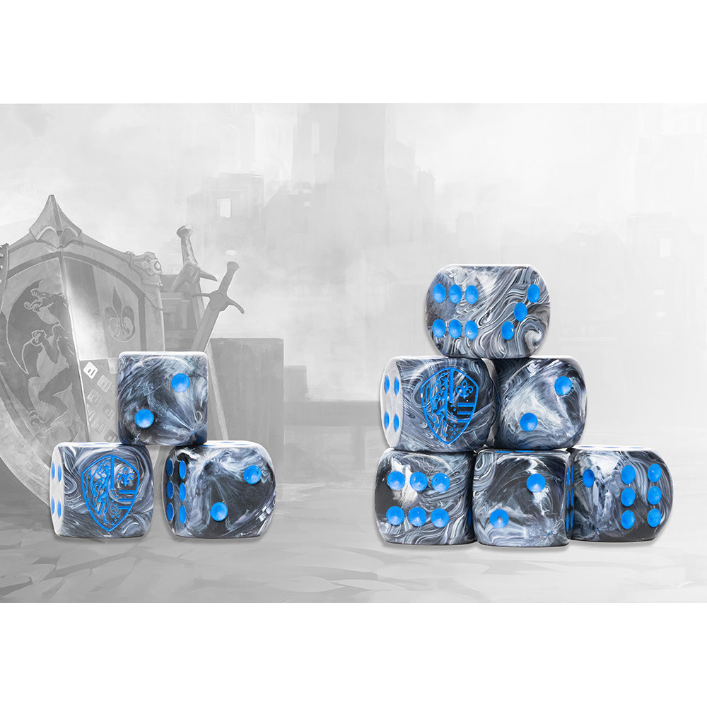 Conquest Marbled Dice: Hundred Kingdoms Logo on Grey (24) (Preorder)