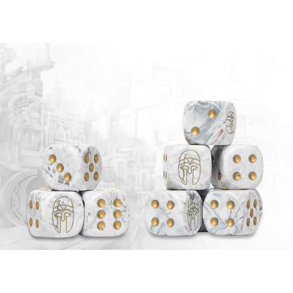 Conquest Marbled Dice: City States Logo on Light Grey (24) (Preorder)