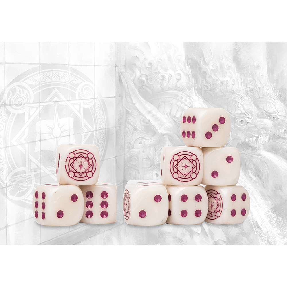 Conquest Marbled Dice: Sorcerer Kings Logo on Magenta