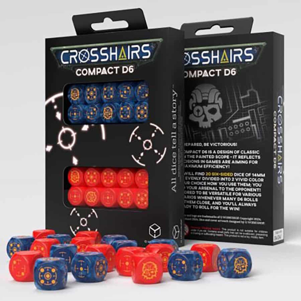 Crosshairs Compact: D6 Dice Set - Cobalt & Red (20) (Preorder)
