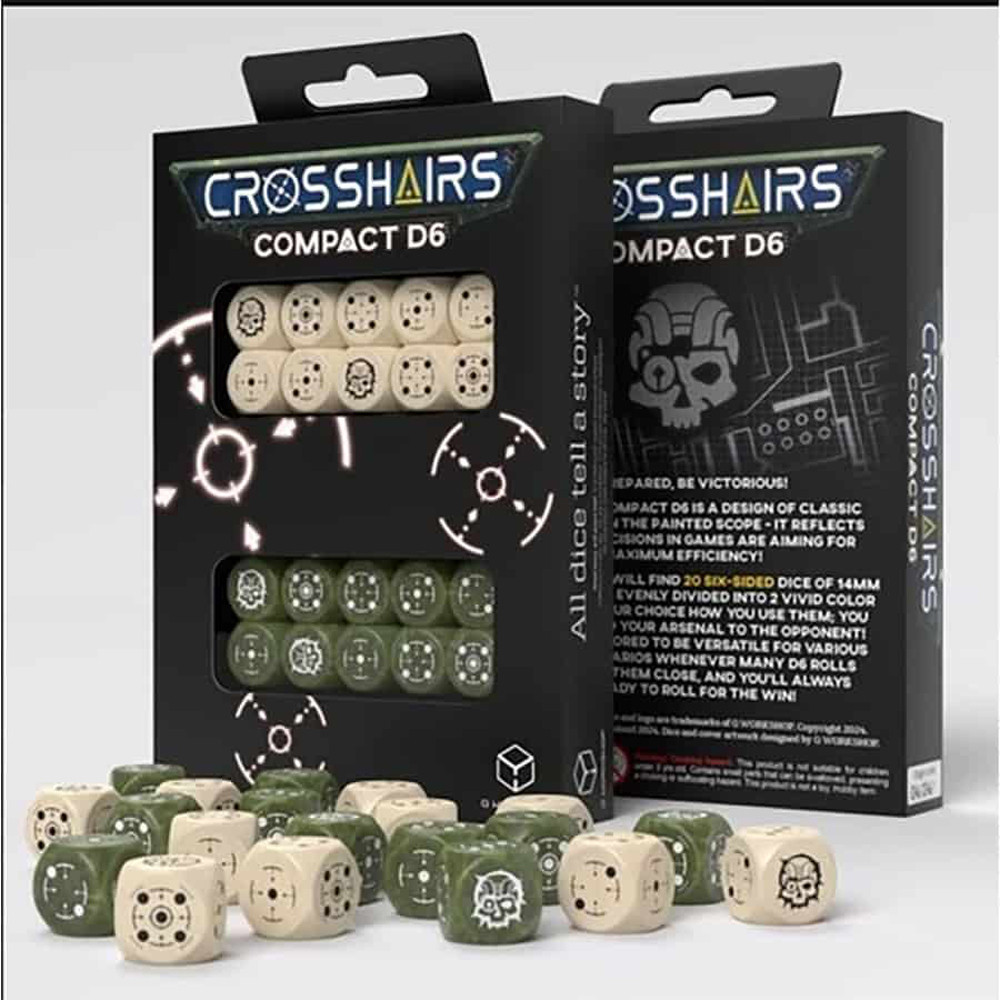 Crosshairs Compact: D6 Dice Set - Beige & Olive (20)