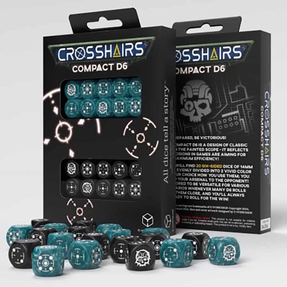 Crosshairs Compact: D6 Dice Set - Stormy & Black (20)