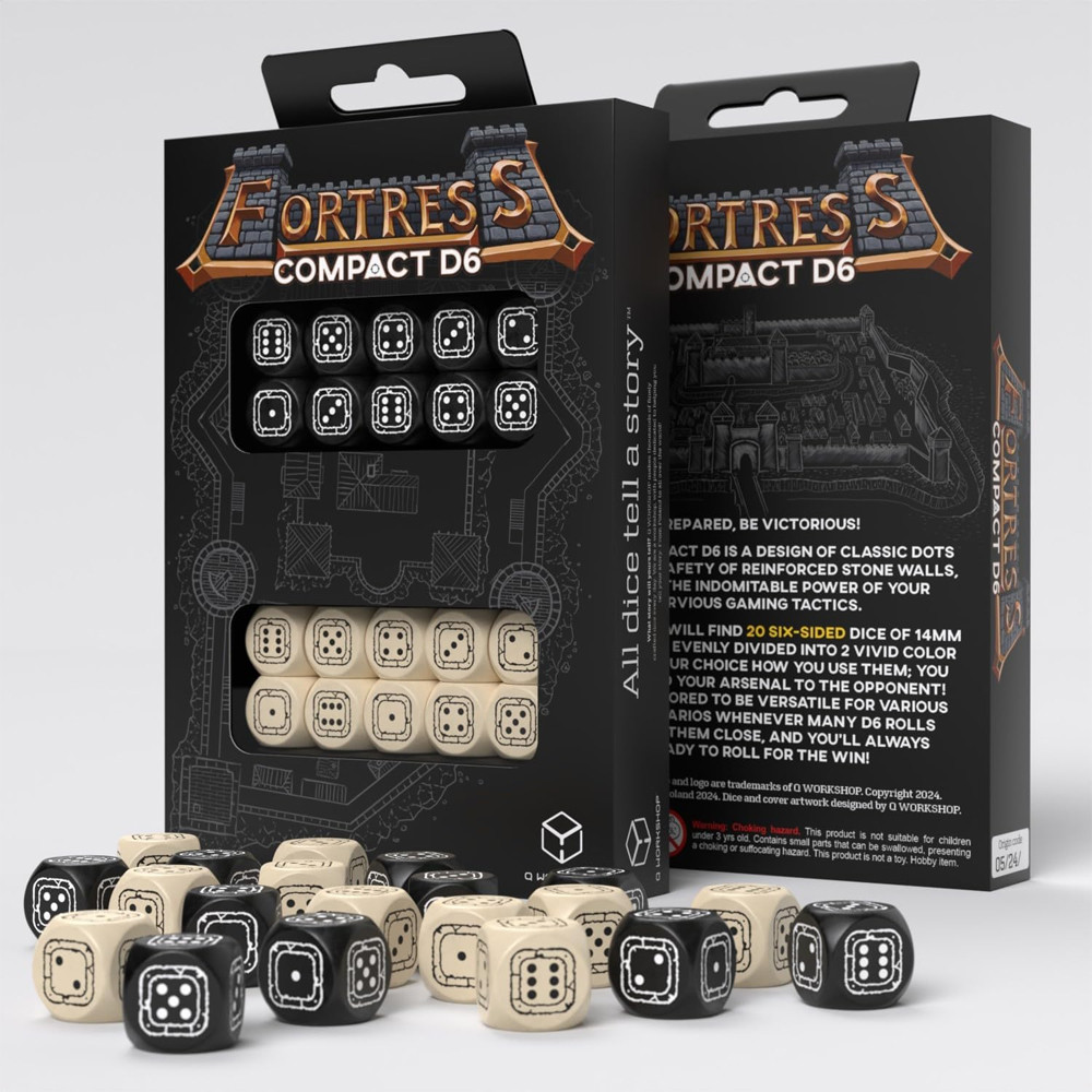 Fortress Compact d6 Set: Black & Beige (20)