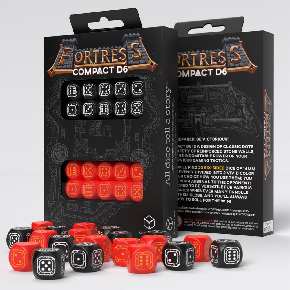 Fortress Compact d6 Set: Black & Red (20)