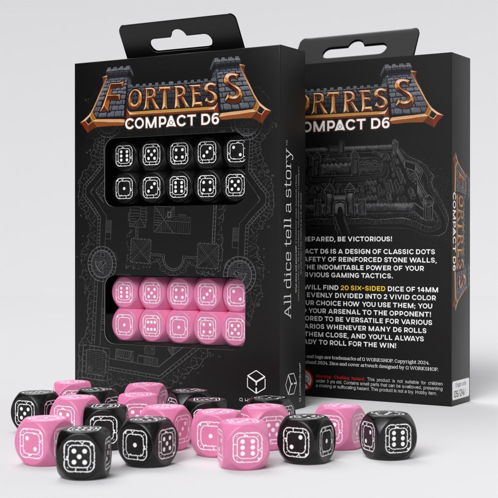 Fortress Compact d6 Set: Black & Pink (20)