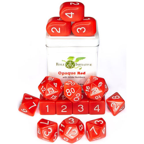 R4I Dice w/ Arch'd4: Opaque - Red w/ White (15)