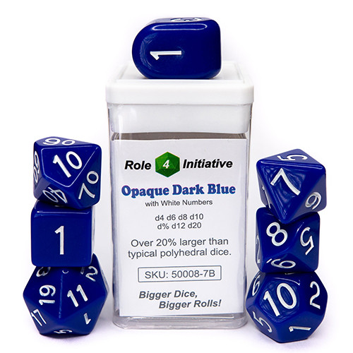 R4I Dice w/ Arch'd4: Opaque - Dark Blue w/ White (7)