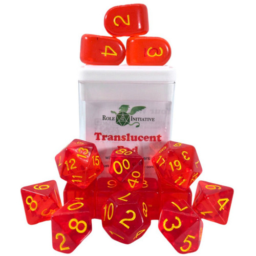 R4I Dice w/Arch'd4: Translucent - Red w/Yellow (15)