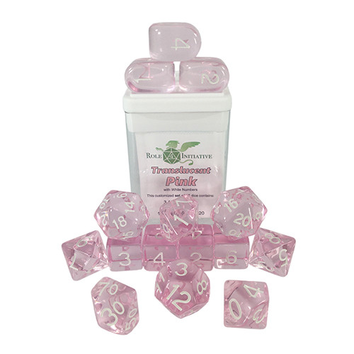 R4I Dice w/ Arch'd4: Translucent - Pink w/ White (15)
