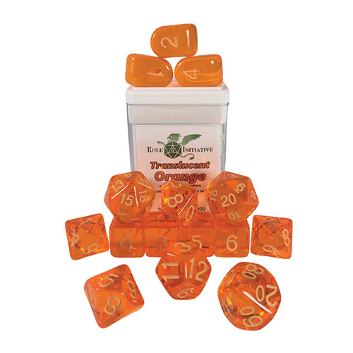 R4I Dice w/ Arch'd4: Translucent - Orange w/ Light Orange (15)