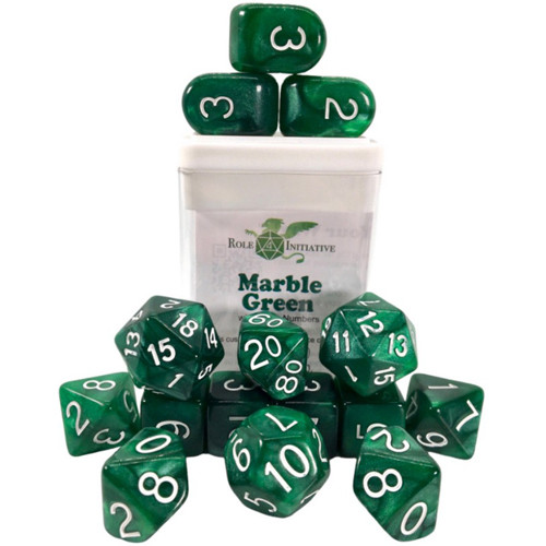 R4I Dice w/Arch'd4: Marble - Green (15)