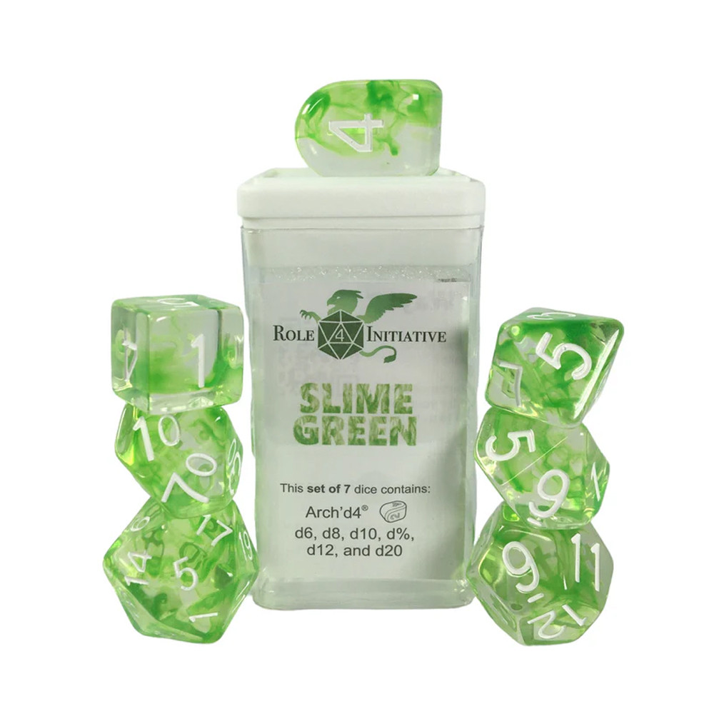 R4I Dice: Diffusion - Slime Green w/ White (7)