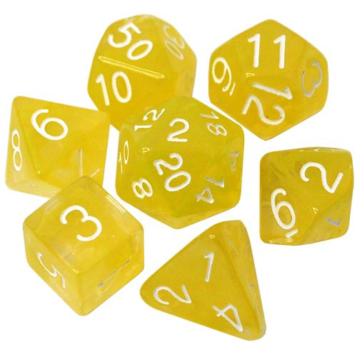 R4I Dice: Diffusion - Ochre Jelly w/ White (7)