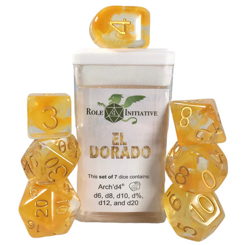 R4I Dice w/Arch'd4: Diffusion - El Dorado w/ Metallic Gold (7)