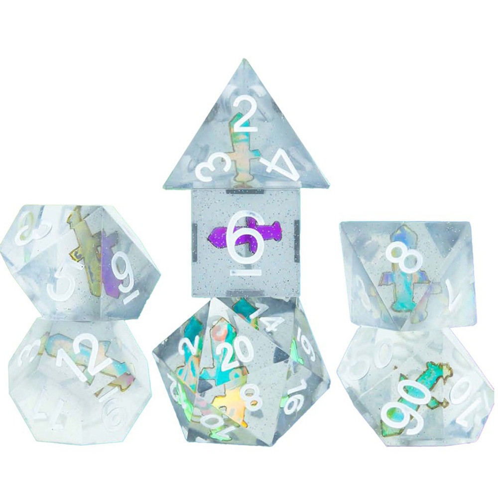 Sharp-Edge Polyhedral Dice Set: Dagger (7)