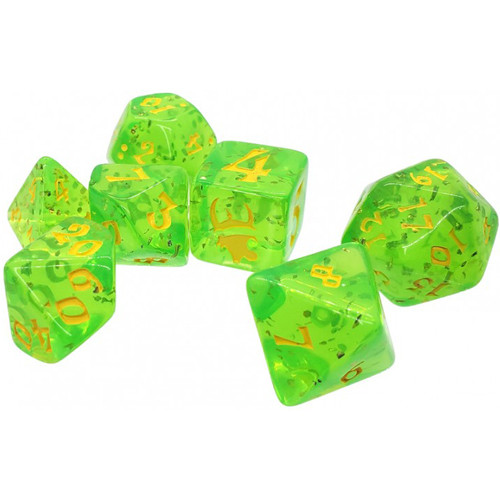 Munchkin Polyhedral Dice Set: Green w/Yellow (7)