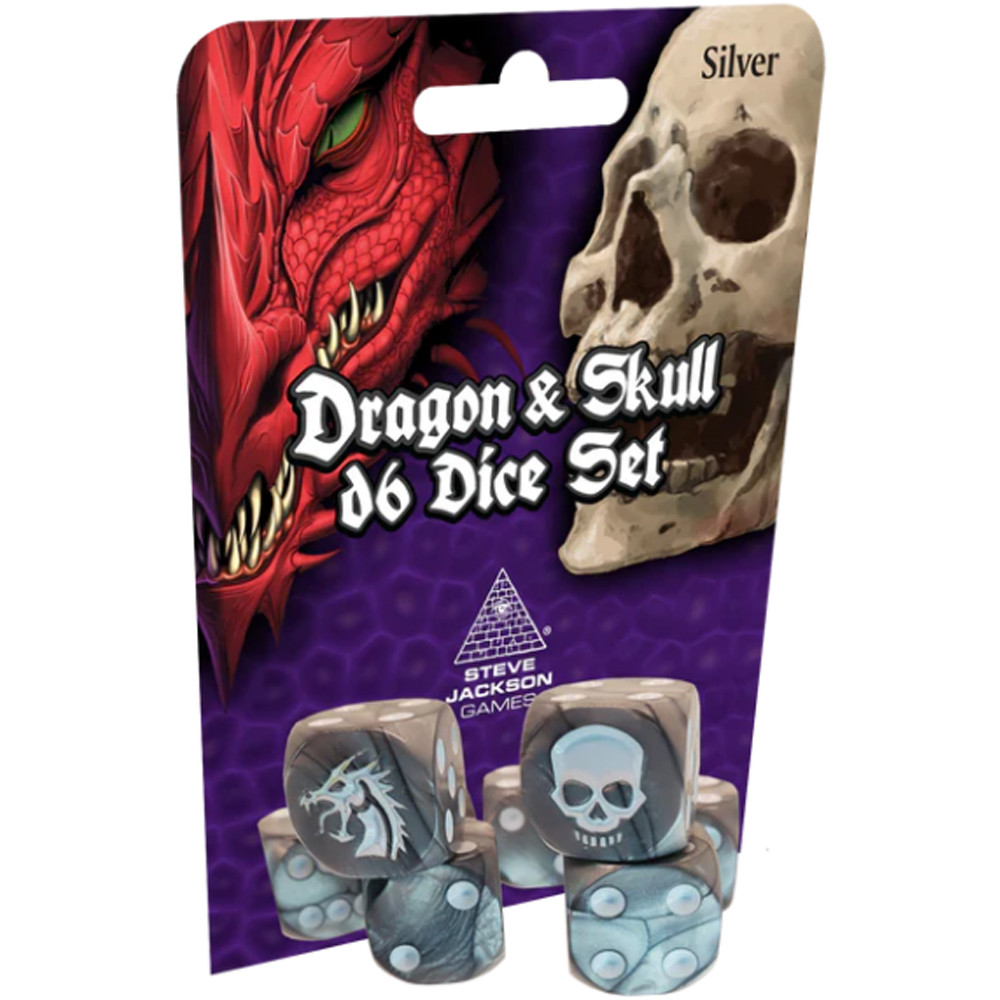 Dragon & Skull d6 Dice Set: Silver (8)