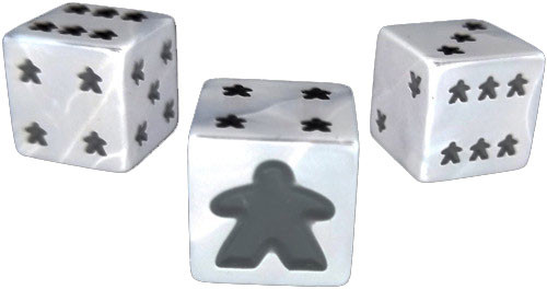 Meeple d6 Dice Set: 16mm White (8)