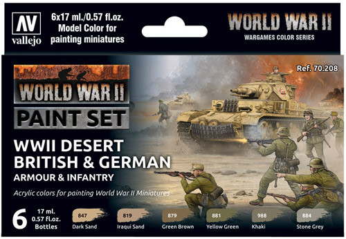 Vallejo Model Color Set: WWII Desert - British/German Armour/Infantry