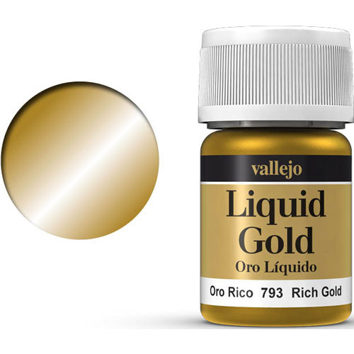 Vallejo Paint 35ml Bottle Metallic Liquid Rich Gold Model Color