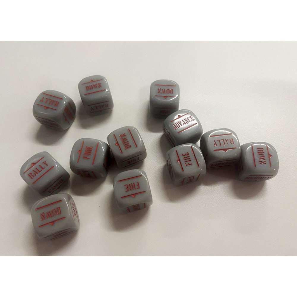 Bolt Action: Orders Dice - Grey w/ Red Writing (12)