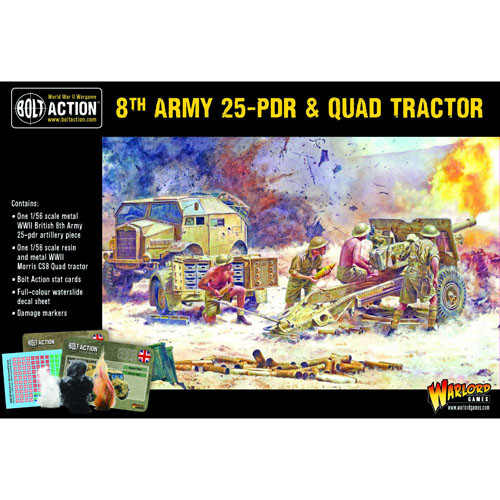 Bolt Action: British 8th Army 25 pounder Light Artillery Quad & Limber