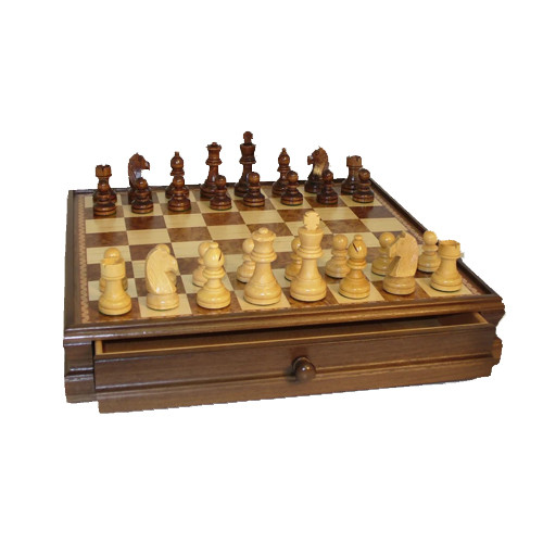 Chess Set: Walnut & Maple Inlaid Chest