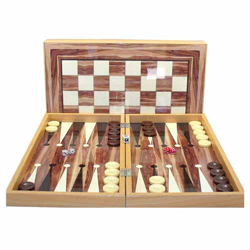Backgammon: Walnut Decoupage - 19in Set