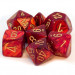 Chessex Dice Set: Scarab Scarlet w/Gold (7)
