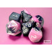 Mini Dice Set: Gemini - Black-Pink w/ White (7)