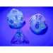 Chessex Dice Set: Gemini Luminary - Gel Green-Pink w/Blue (7)