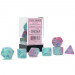 Chessex Dice Set: Gemini Luminary - Gel Green-Pink w/Blue (7)