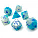 Chessex Dice Set: Gemini Luminary - Pearl Turquoise-White w/Blue (7)