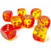 Chessex 12mm d6 Set: Gemini Translucent - Red-Yellow w/Gold (36)