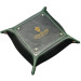 Grimbeard Leather Dice Tray: Green w/ Brown Center