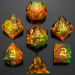 Sharp-Edge Polyhedral Dice Set: Captured Magic - Orange & Green (7)