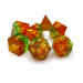 Sharp-Edge Polyhedral Dice Set: Captured Magic - Orange & Green (7)